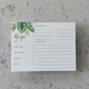 Wild Tropical Palm Bridal Shower Recipe Cards