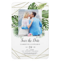 Wild Tropical Palm Geometric Photo Save the Date
