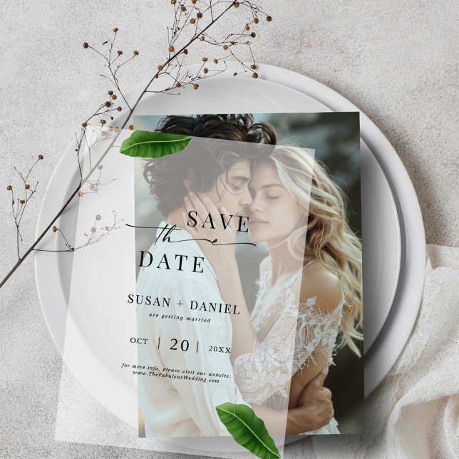 Wild Tropical Palm Leaves Wedding Save the Date Vellum Invitations (Creator Uploaded)