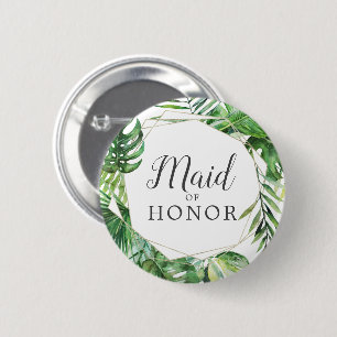 Wild Tropical Palm Maid of Honor Bridal Shower 2 Inch Round Button