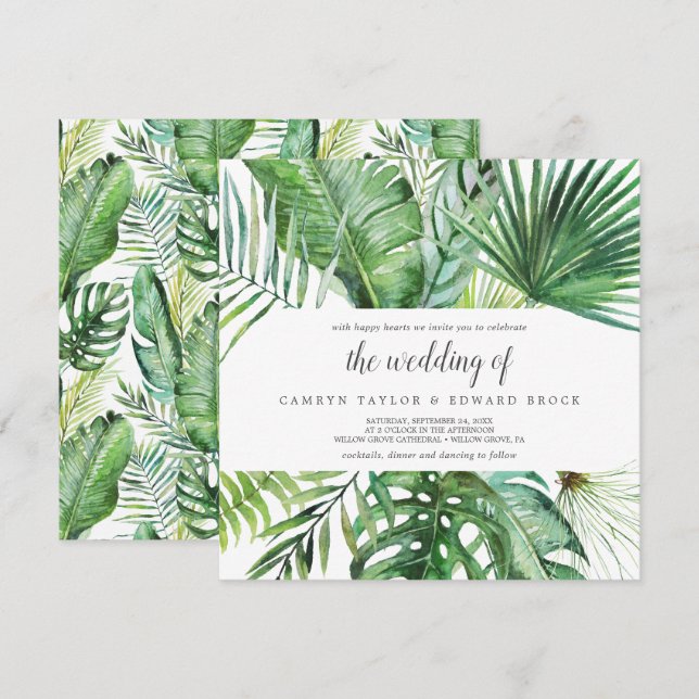 Wild Tropical Palm | Pattern The Wedding Of Square Invitation (Front/Back)