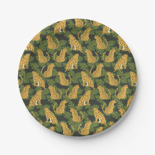 Wild Tropical Safari Leopard Jungle Palms Paper Plate