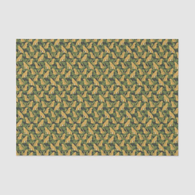 Wild Tropical Safari Leopard Jungle Palms Tissue Paper (Front)