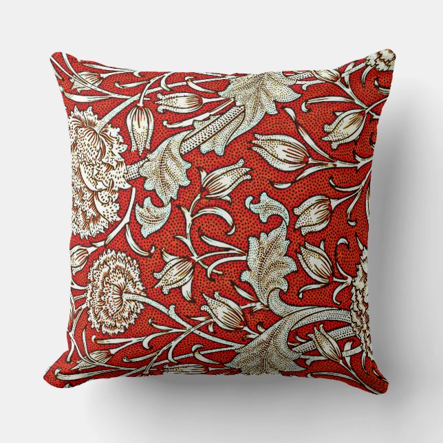 Wild Tulip by William Morris Throw Pillow (Front)