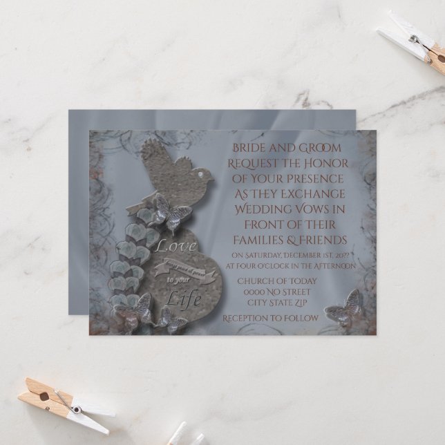 Wild Tundora Wedding Invitation (Front/Back In Situ)