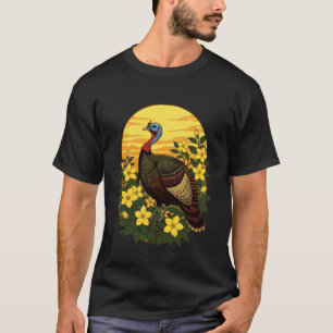 Wild Turkey and Gelsemium Flowers Illustration T-Shirt