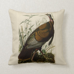 Wild Turkey by John Audubon Throw Pillow