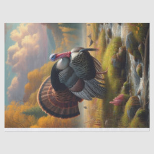 Wild Turkey by Stream Painting Tissue Paper