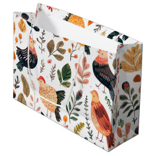 Wild Turkey Feather Wildlife Pattern Large Gift Bag