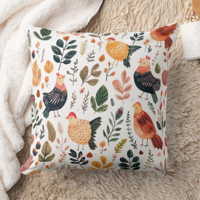 Wild Turkey Feather Wildlife Pattern Throw Pillow (Blanket)