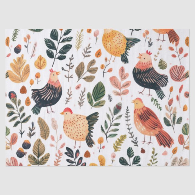 Wild Turkey Feather Wildlife Pattern Tissue Paper (Front)