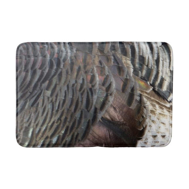 Wild Turkey Feathers I Abstract Nature Design Bath Mat (Front)