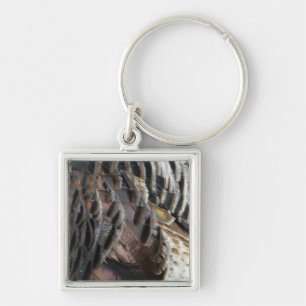 Wild Turkey Feathers I Abstract Nature Design Keychain