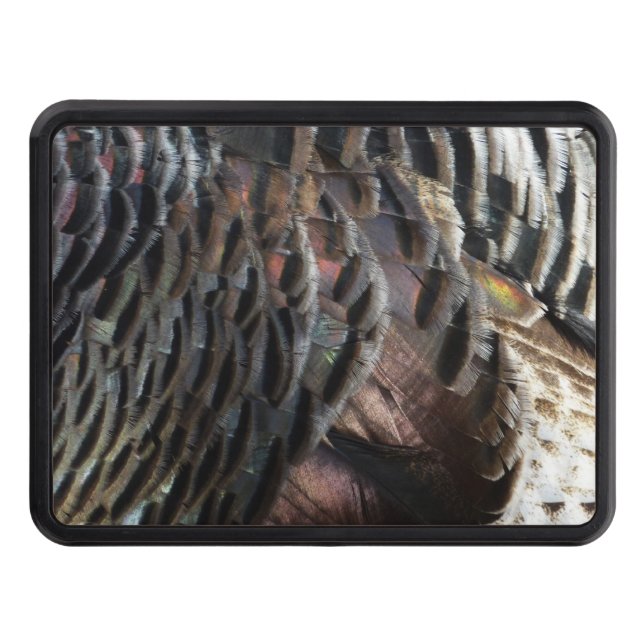 Wild Turkey Feathers I Abstract Nature Design Trailer Hitch Cover (Front)