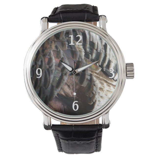 Wild Turkey Feathers I Abstract Nature Design Watch (Front)