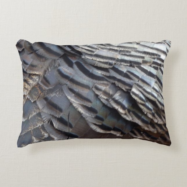 Wild Turkey Feathers II Abstract Nature Design Accent Pillow (Front)