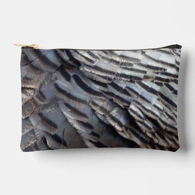 Wild Turkey Feathers II Abstract Nature Design Accessory Pouch (Front)