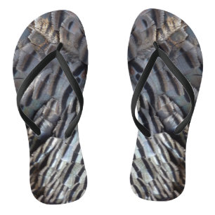 Wild Turkey Feathers II Abstract Nature Design Flip Flops