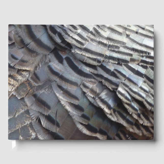 Wild Turkey Feathers II Abstract Nature Design Guest Book (Front)
