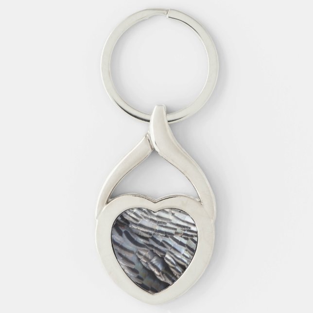 Wild Turkey Feathers II Abstract Nature Design Keychain (Front)