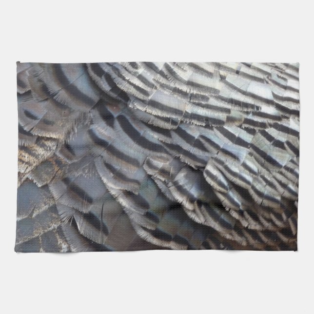 Wild Turkey Feathers II Abstract Nature Design Kitchen Towel (Horizontal)