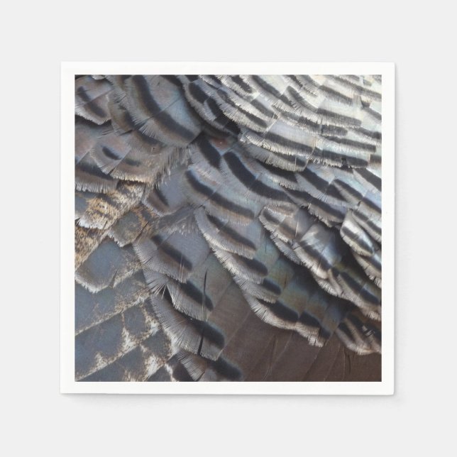 Wild Turkey Feathers II Abstract Nature Design Napkin (Front)