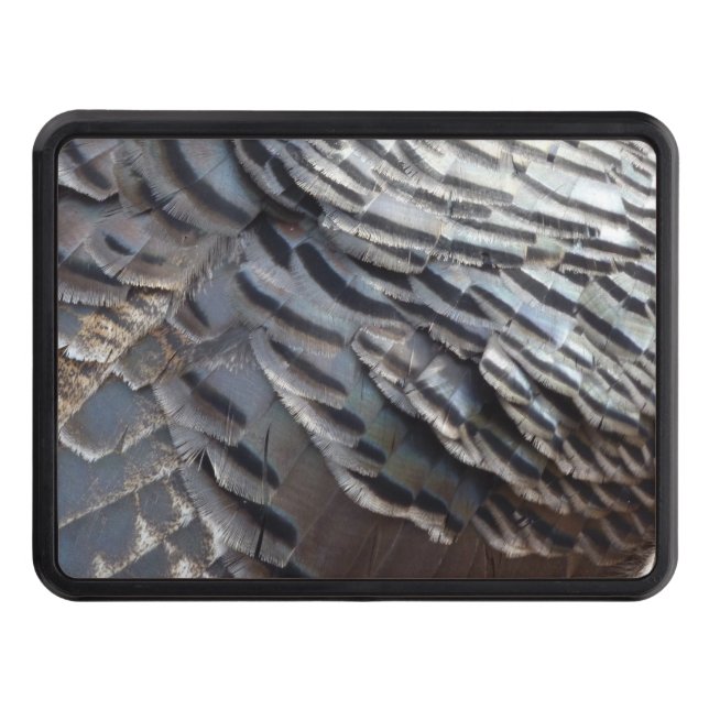 Wild Turkey Feathers II Abstract Nature Design Trailer Hitch Cover (Front)