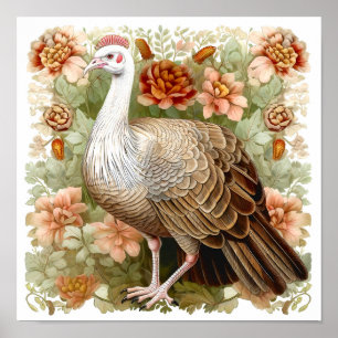 Wild turkey in meadow painting art print