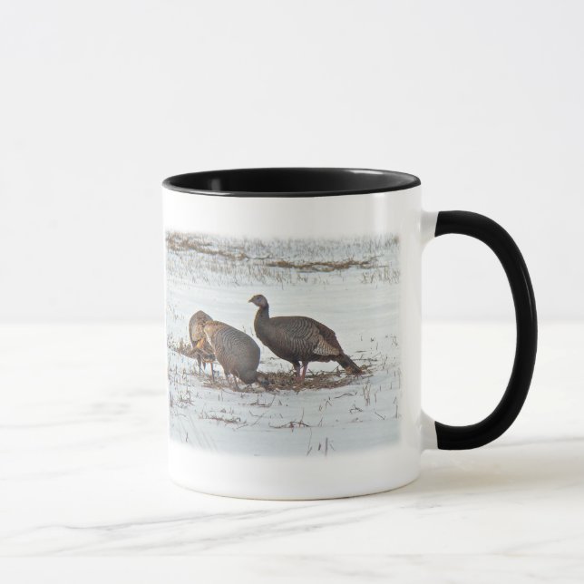 Wild Turkey in Snowy Field Mug (Right)