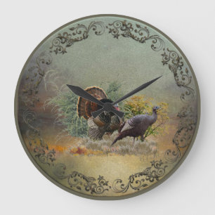 Wild turkey large clock