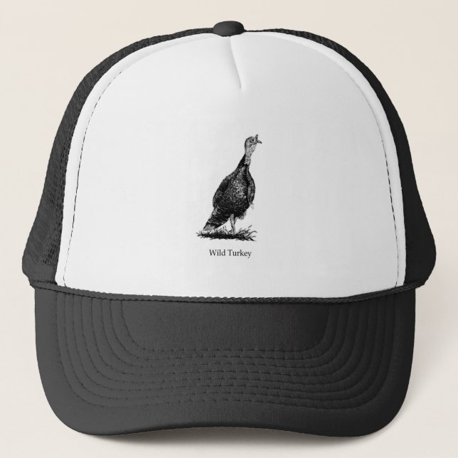 Wild Turkey (line art) Trucker Hat (Front)