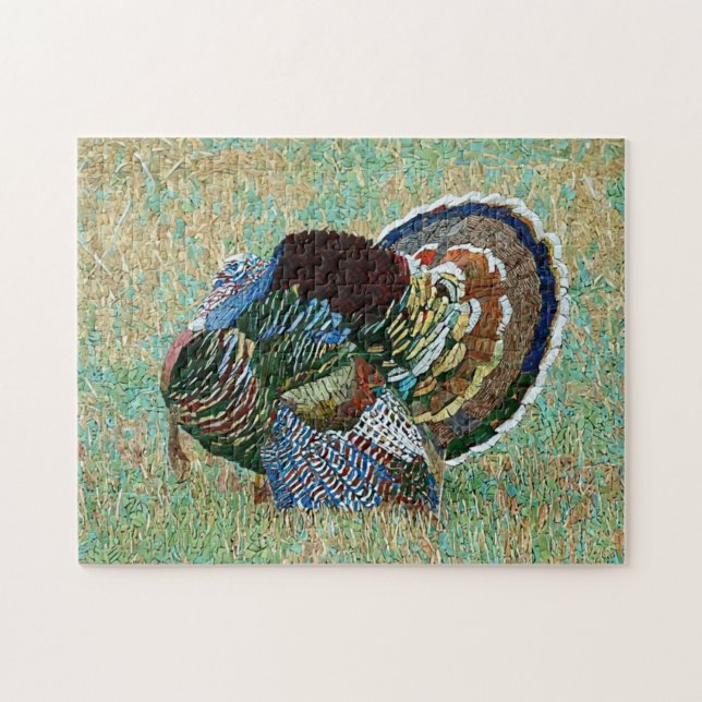Wild Turkey Mosaic Pattern Print Jigsaw Puzzle (Horizontal)