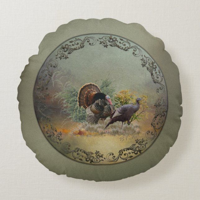 Wild turkey    round pillow (Front)