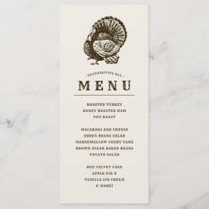 Wild Turkey Thanksgiving Customized Dinner Menu