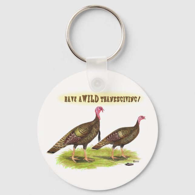 Wild turkey Thanksgiving Keychain (Front)