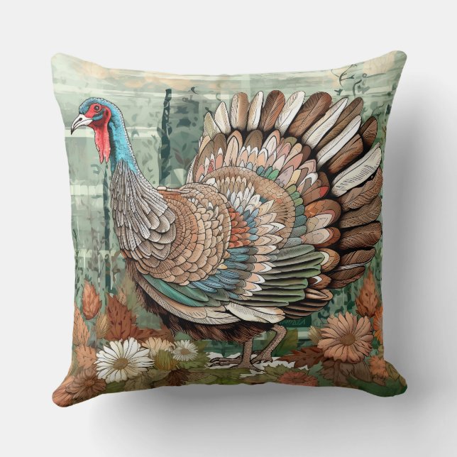 Wild Turkey Throw Pillow (Back)