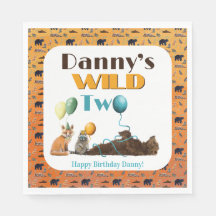 Wild Two Animals Second Birthday party plates