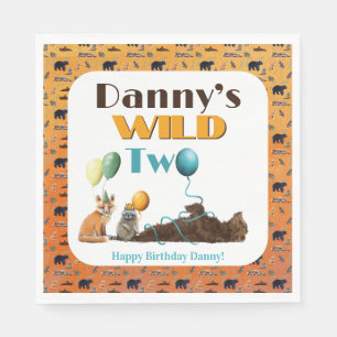 Wild Two Animals Second Birthday party plates Napkin