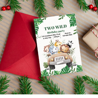 Wild TWO Boy 2st Birthday Invitation