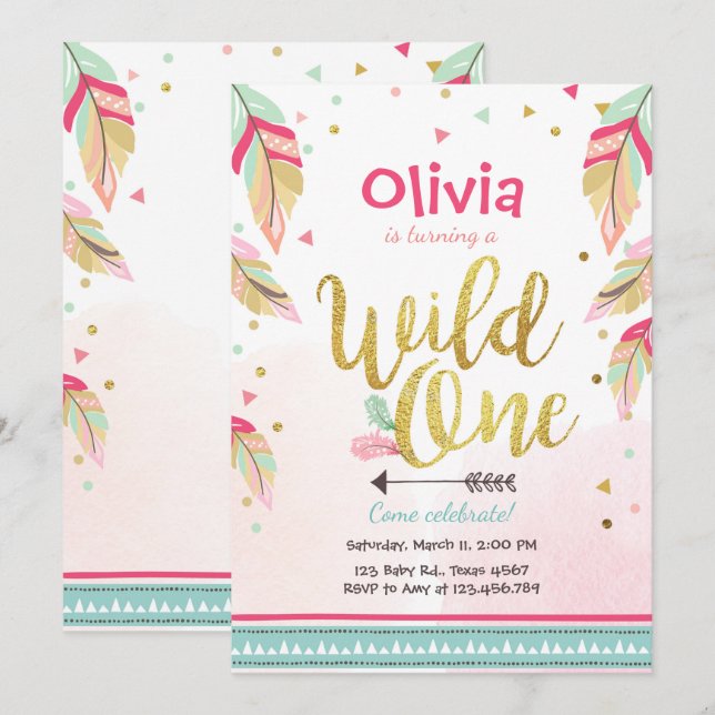 Wild Une invitation anniversaire Premier anniversa (Devant / Derrière)