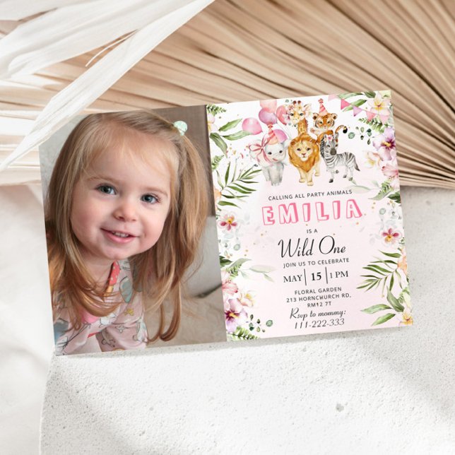 Wild une invitation d'anniversaire safari avec pho (Créateur téléchargé)