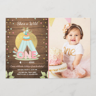 Wild Une invitation d'anniversaire Teepee Boho Gir