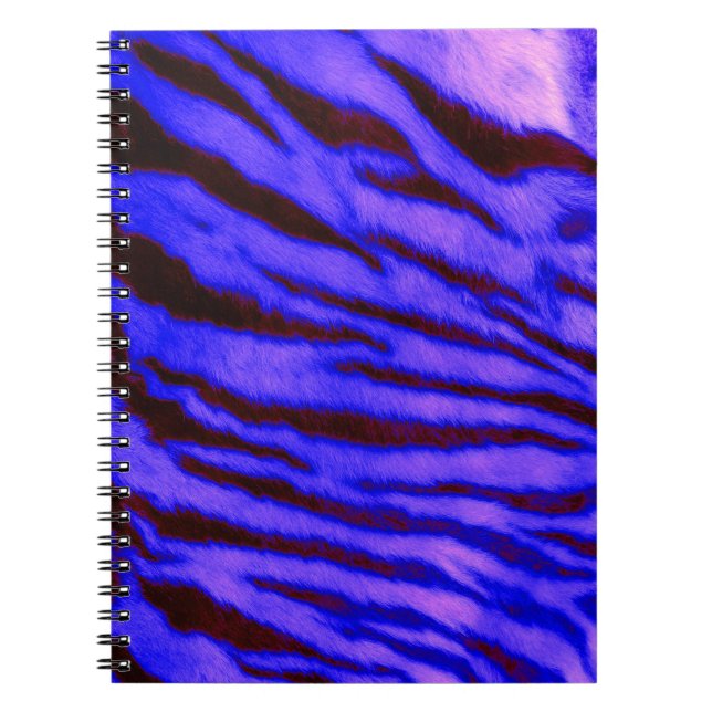 Wild & Vibrant Blue Tiger Stripes Notebook (Front)