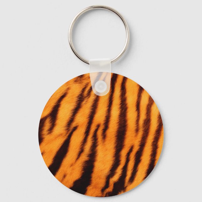 Wild & Vibrant Orange Tiger Stripes Keychain (Front)