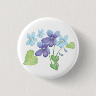 Wild Violet Flowers Illustration 1 Inch Round Button