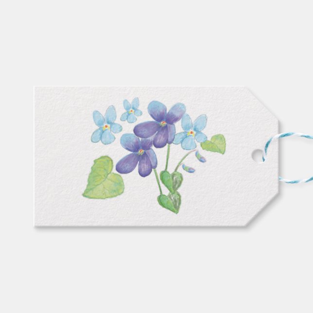 Wild Violet Flowers Illustration  Gift Tags (Front (Horizontal))