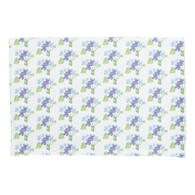 Wild Violet Flowers Illustration   Pillowcase (Front)