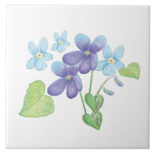 Wild Violet Flowers Illustration  Tile