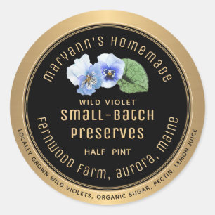 Wild Violet Small Batch Preserves Metallic Gold Classic Round Sticker