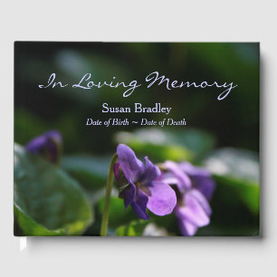 Wild Violets Floral Photo Memorial Guest Book